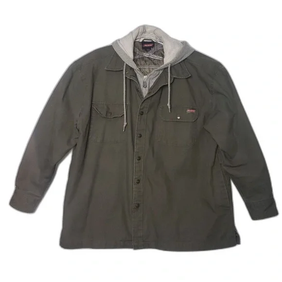 DICKIE'S Green and Gray Hooded Work Jacket Mens Size XL - Picture 6 of 6